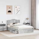 vidaXL Tárolós Ágy fejtámlával Beton Szürke 135 x 190 cm Faanyag