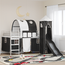 vidaXL Gyerekek Loft Ágykerete Fehér és Fekete 90 x 200 cm Fém
