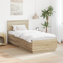 vidaXL Ágykeret LED szalagokkal Sonoma tölgy 70 x 190 cm Faanyag