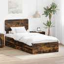 vidaXL Ágykeret fiókkal tárolóval Füstölt Tölgy 75 x 190 cm Mérnöki fa