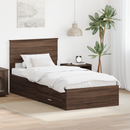 vidaXL Ágykeret fejtámlával Barna tölgy és ezüst 75 x 190 cm Faanyag