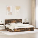 vidaXL Tárolós Ágy fejtámlával Füstölt tölgy 180 x 200 cm Faanyag