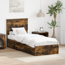 vidaXL Tárolós Ágy fejtámlával Füstölt tölgy 75 x 190 cm Faanyag
