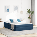 vidaXL Ágy tárolóval és matraccal Kék 140 x 190 cm Poliészter