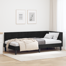 vidaXL Sarokágy keret fejtámlával Fekete 100 cm x 200 cm Bársony