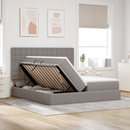 vidaXL Tárolós Ágy fejtámlával tárolóval Tópszínű 180 x 200 cm Szövet