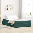 vidaXL Ágy tárolóval és matraccal Sötétzöld 120 x 200 cm Bársony