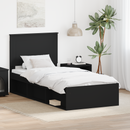 vidaXL Ágykeret fejtámlával Fekete 90 x 190 cm Tömör fenyőfa