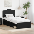 vidaXL Ágykeret fejtámlával Fekete 90 x 200 cm Tömör fenyőfa