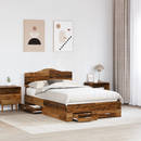 vidaXL Ágykeret fejtámlával fiókkal Öreg fa 120 x 190 cm Faanyag