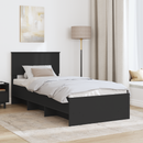 vidaXL Ágykeret fejtámlával Fekete 80 x 200 cm Faanyag