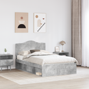 vidaXL Ágykeret fejtámlával Beton Szürke 135 x 190 cm Tömör fenyőfa
