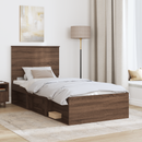 vidaXL Ágykeret fejtámlával Barna Tölgy 90 x 190 cm Tömör fenyőfa