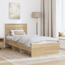 vidaXL Ágykeret fejtámlával Sonoma tölgy 80 x 200 cm Faanyag