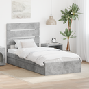 vidaXL Tárolós Ágy fejtámlával Beton Szürke 70 x 190 cm Faanyag