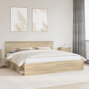 vidaXL Ágykeret fejtámlával Sonoma 200 x 200 cm Tömör fenyőfa