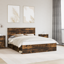 vidaXL Ágykeret fejtámlával Füstölt tölgy 160 x 200 cm Tömör fenyőfa