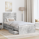 vidaXL Ágykeret fiókkal tárolóval Beton Szürke 90 x 200 cm Mérnöki Fa