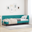 vidaXL Sarokágy keret fejtámlával Türkiz 80 cm x 200 cm Bársony