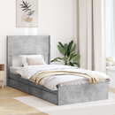 vidaXL Ágykeret tárolóval és fejtámlával Betonszürke 75 x 190 cm