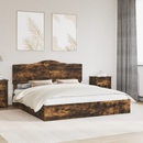 vidaXL Tárolós Ágy fejtámlával Füstölt tölgy 180 x 200 cm Faanyag