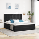 vidaXL Tárolós Ágy matracmal fejtámlával Fekete 200 x 200 cm Bársony