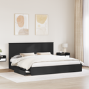 vidaXL Tárolós Ágy fejtámlával fiókkal Fekete 200 x 200 cm Faanyag