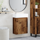 vidaXL Fürdőszoba kádasztal csapteleppel Antik Fa 45,5 x 22,5 x 84 cm