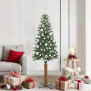vidaXL Karcsú karácsonyfa 300 LED-del Zöld 180 cm PVC és tömör fenyőfa