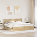 vidaXL Ágykeret fejtámlával Sonoma 200 x 200 cm Tömör fenyőfa