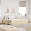 vidaXL Ágy tárolóval és matraccal Krém 180 x 200 cm Poliészter