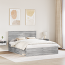 vidaXL Ágykeret fejtámlával Szürke Sonoma 160 x 200 cm Tömör fenyőfa