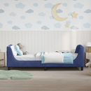 vidaXL Gyerekágy kerettel Rendőrségi kék 90 x 200 cm Bársony