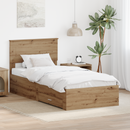 vidaXL Ágykeret fejtámlával fiókkal Artisan tölgy 90 x 200 cm Faanyag