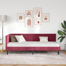 vidaXL Sarokágy keret fejtámlával Bordó 80 cm x 200 cm Bársony