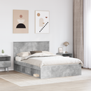 vidaXL Ágykeret fejtámlával Beton Szürke 150 x 200 cm Tömör fenyőfa