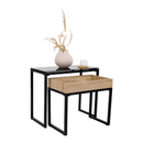 Két darabos dohányzóasztal szett, tölgy/fekete, DAGOR
