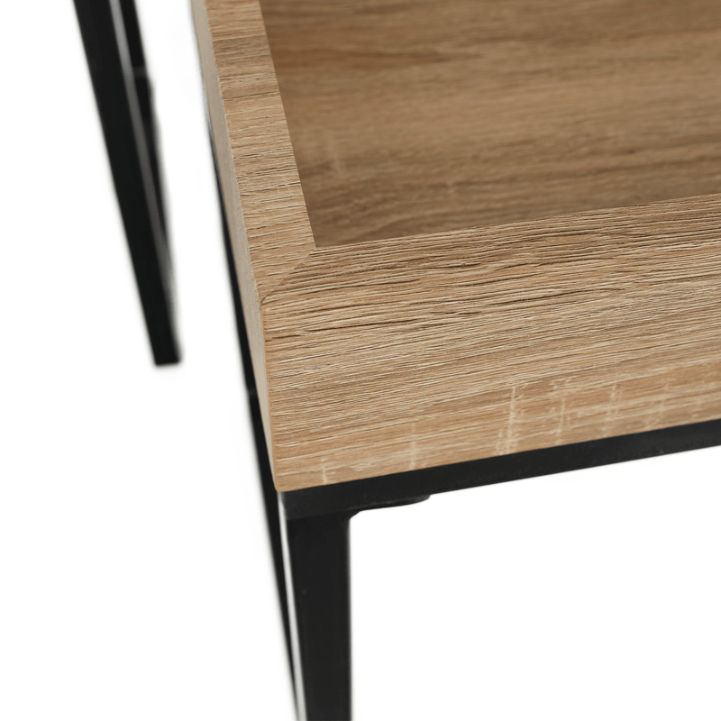 Két darabos dohányzóasztal szett, tölgy/fekete, DAGOR