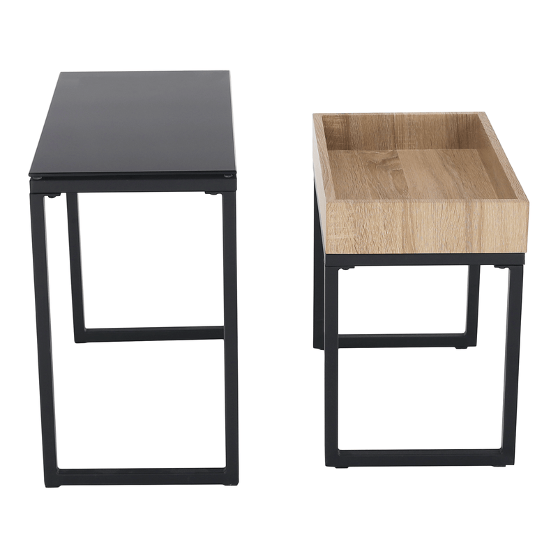Két darabos dohányzóasztal szett, tölgy/fekete, DAGOR