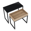 Két darabos dohányzóasztal szett, tölgy/fekete, DAGOR