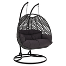 Függő dupla fotel, fekete/szürke/sötétszürke, DAKAN NEW