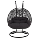 Függő dupla fotel, fekete/szürke/sötétszürke, DAKAN NEW