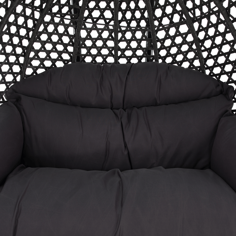 Függő dupla fotel, fekete/szürke/sötétszürke, DAKAN NEW