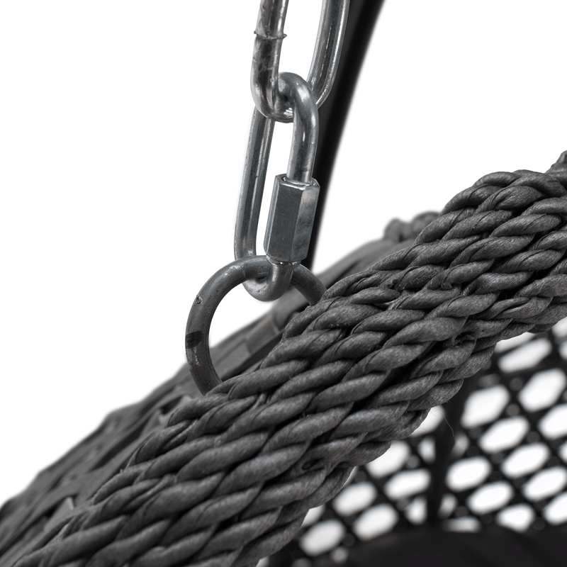 Függő dupla fotel, fekete/szürke/sötétszürke, DAKAN NEW