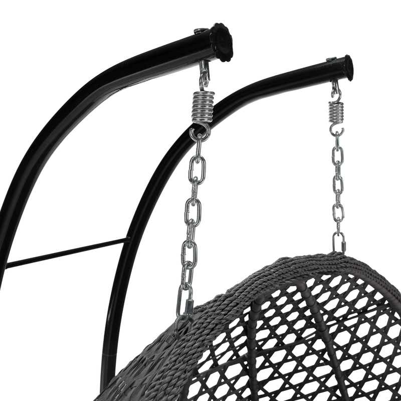 Függő dupla fotel, fekete/szürke/sötétszürke, DAKAN NEW