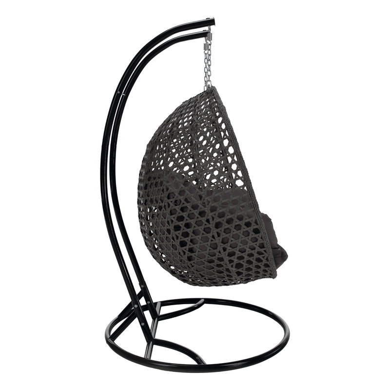 Függő dupla fotel, fekete/szürke/sötétszürke, DAKAN NEW