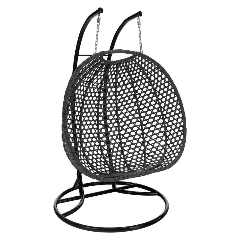 Függő dupla fotel, fekete/szürke/sötétszürke, DAKAN NEW