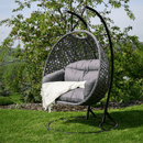 Függő dupla fotel, fekete/szürke/sötétszürke, DAKAN NEW