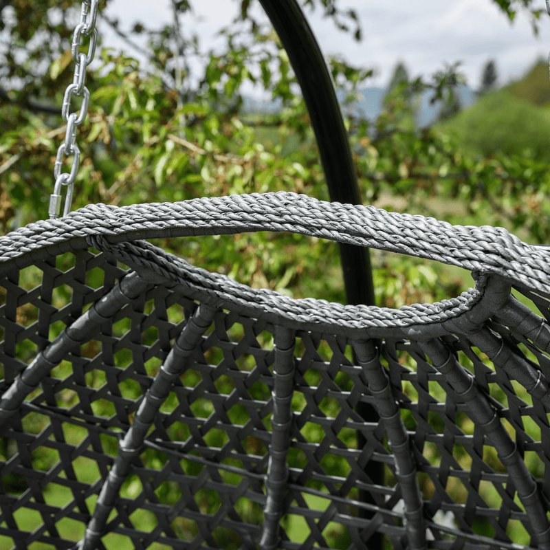 Függő dupla fotel, fekete/szürke/sötétszürke, DAKAN NEW