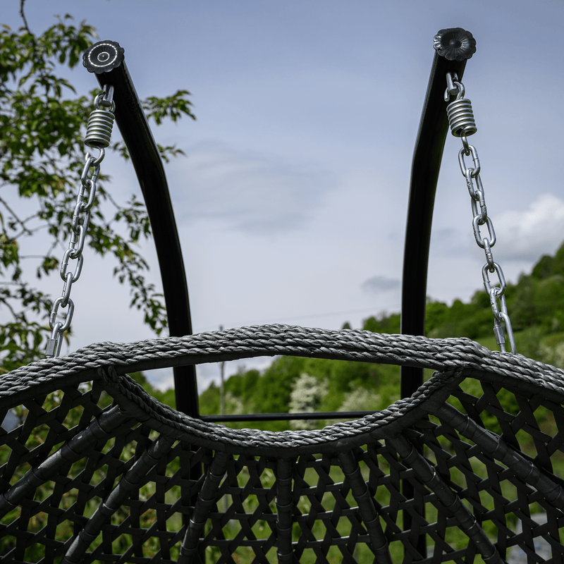 Függő dupla fotel, fekete/szürke/sötétszürke, DAKAN NEW